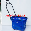 Manufacturer Four Wheels Plastic Shopping Rolling Basket